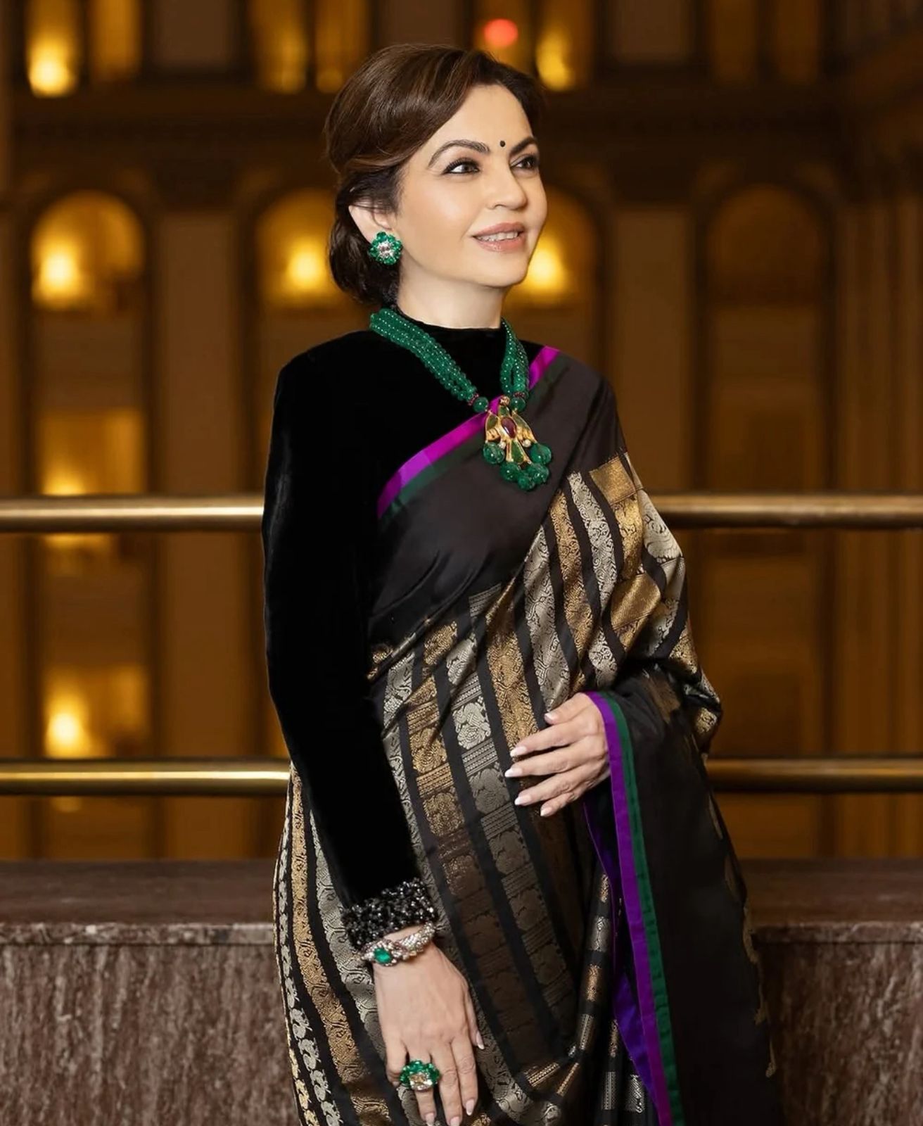 Nita Ambani Mam Inspired Black Katan Silk Banarasi Saree
