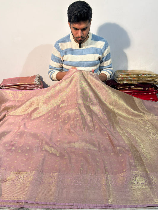 Pastel Lavendar Premium Kanjeevaram Tissue Silk Banarasi Saree