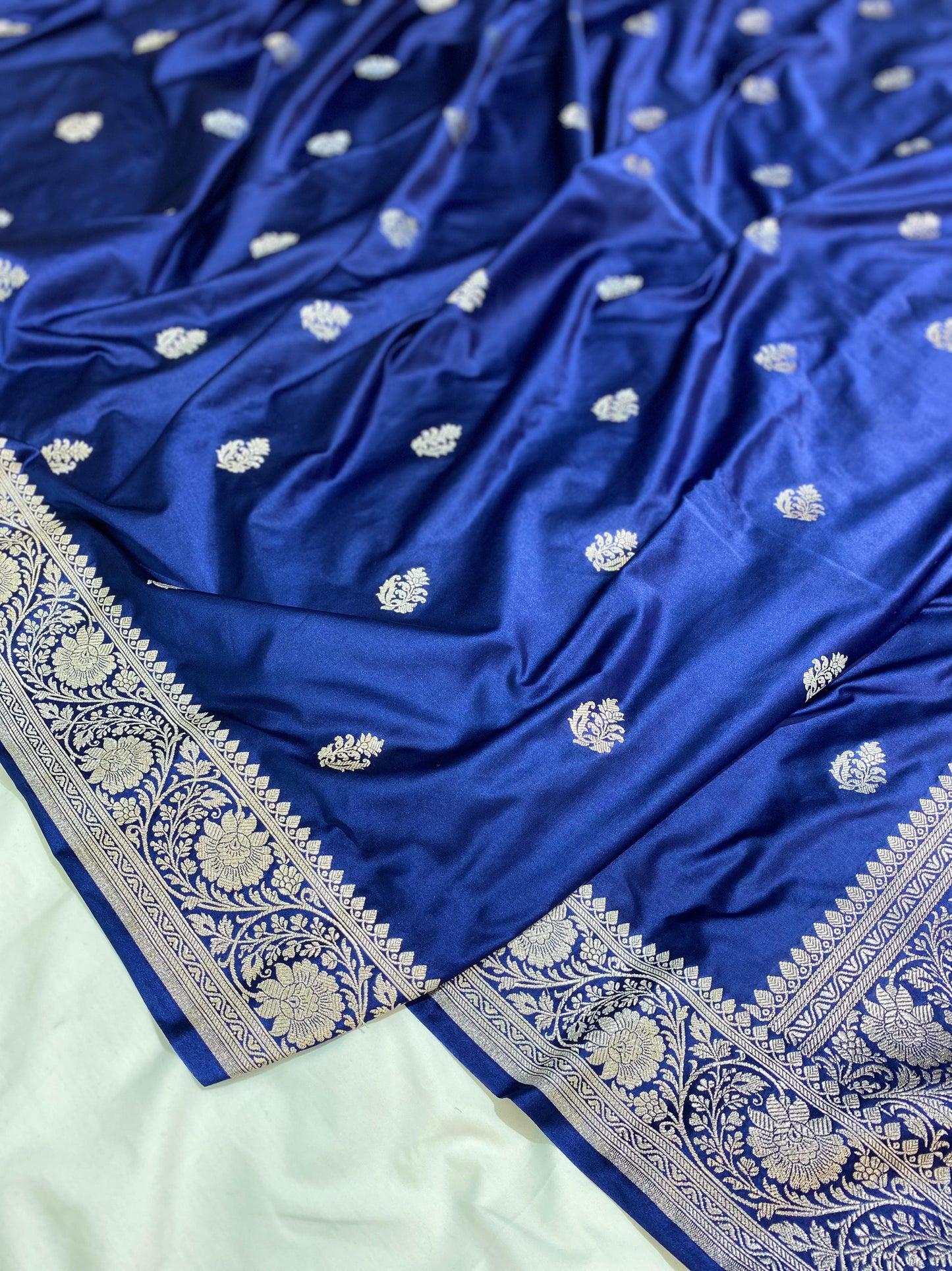 Royal Blue Premium Mashru Katan Silk Banarasi Saree