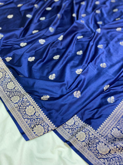 Royal Blue Premium Mashru Katan Silk Banarasi Saree