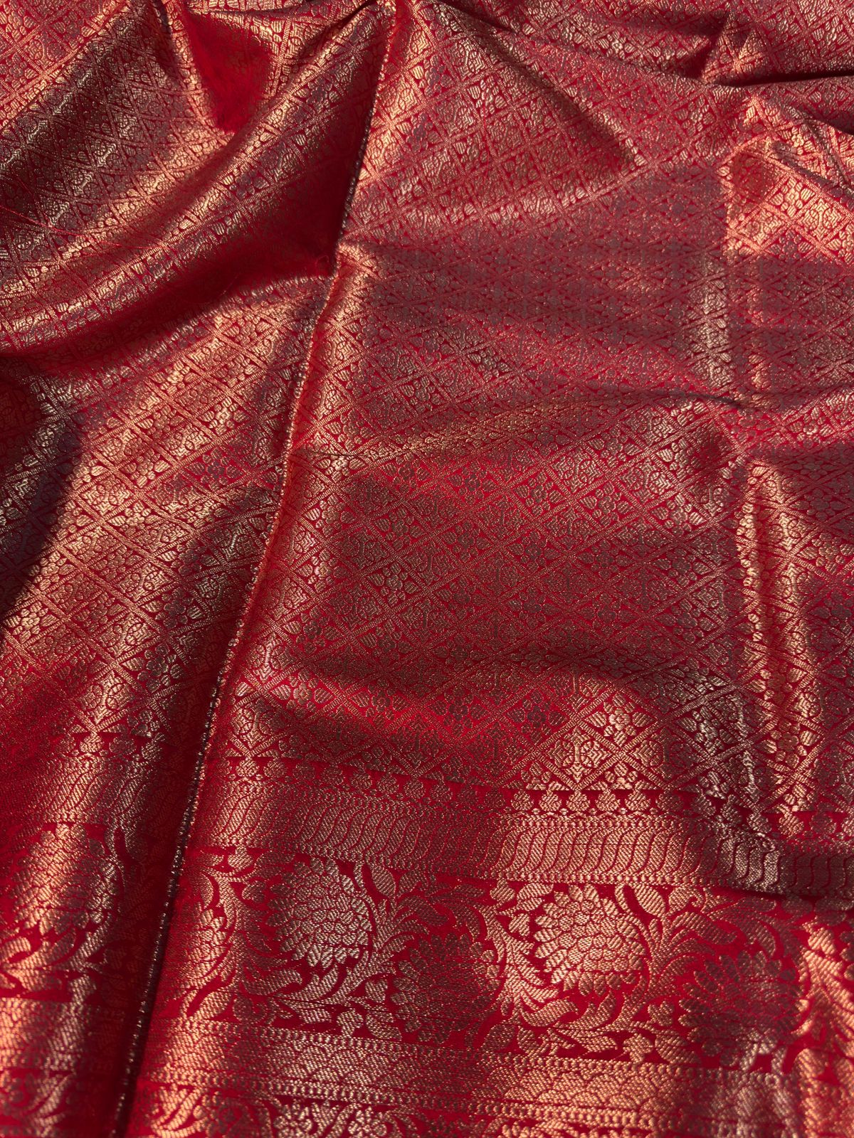 Bridal Red Premium Georgette Silk Khaddi Buti Weave Banarasi Saree