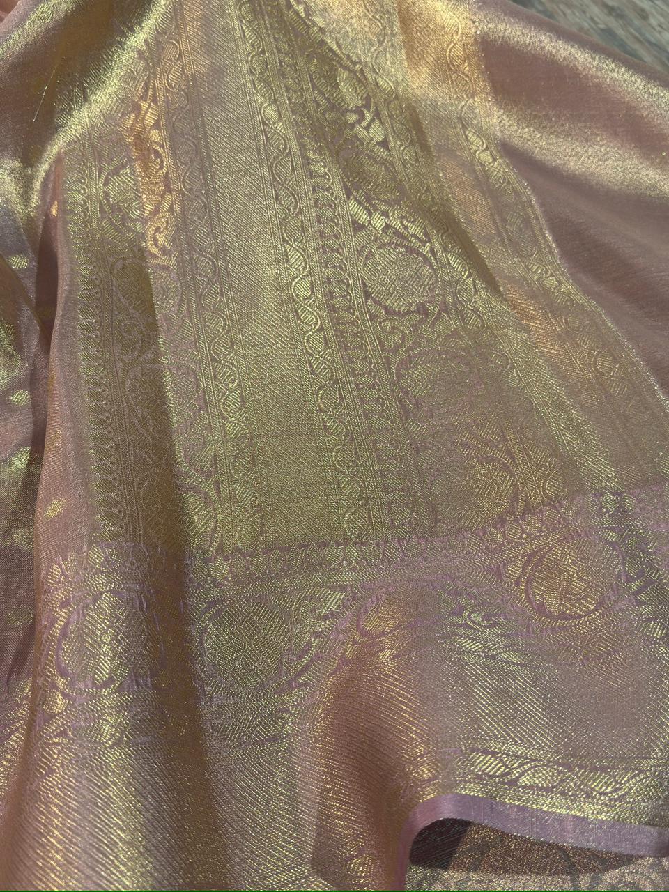 Pastel Lavendar Premium Kanjeevaram Tissue Silk Banarasi Saree