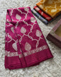 Rani Pink Bridal Tissue Silk Banarasi Saree with Floral Weave