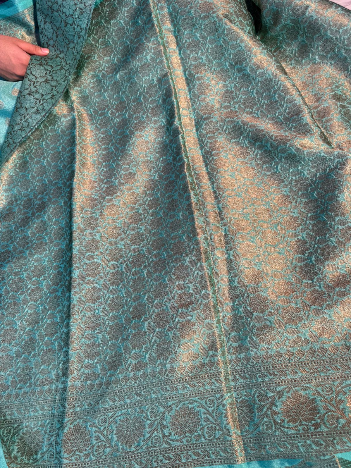 Seagreen Premium Georgette Silk Buti Weave Banarasi Saree