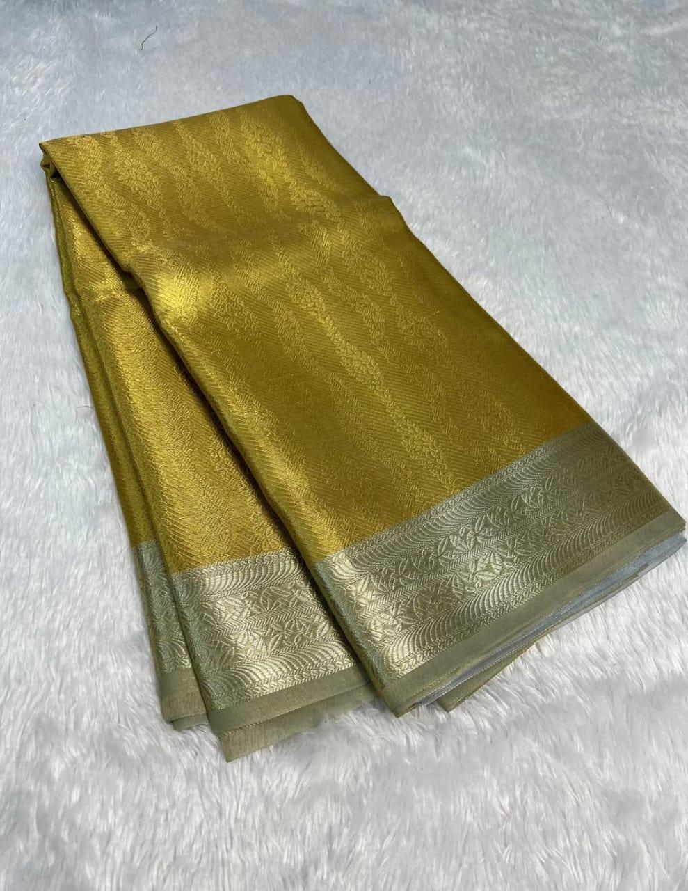 Gold With Silver Premium Banarasi Tissue Silk Saree
