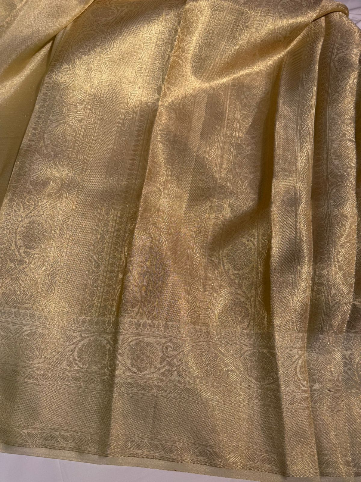 Premium Natural Ivory Shade Tissue Silk Saree with Zari Buti Weave