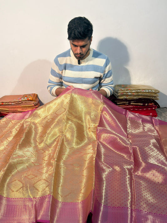 Premium Copper Tissue Silk Banarasi Saree