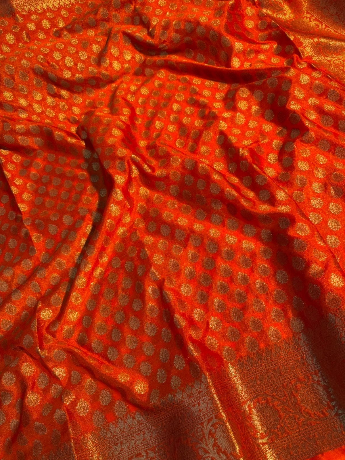 Bridal Orange Georgette Silk Banarasi Saree