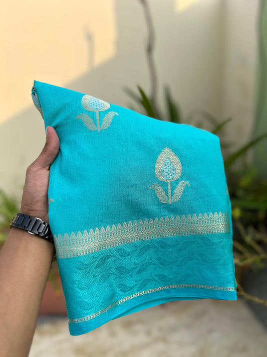 Pretty Firozi Bridal Warm Silk Banarasi Saree