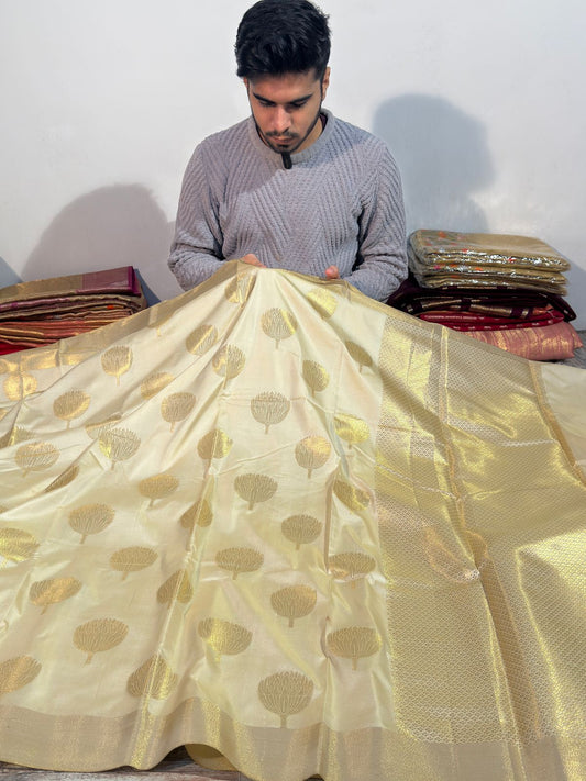 Bridal Katan Silk Designer Banarasi Saree with Traditional Floral Weave