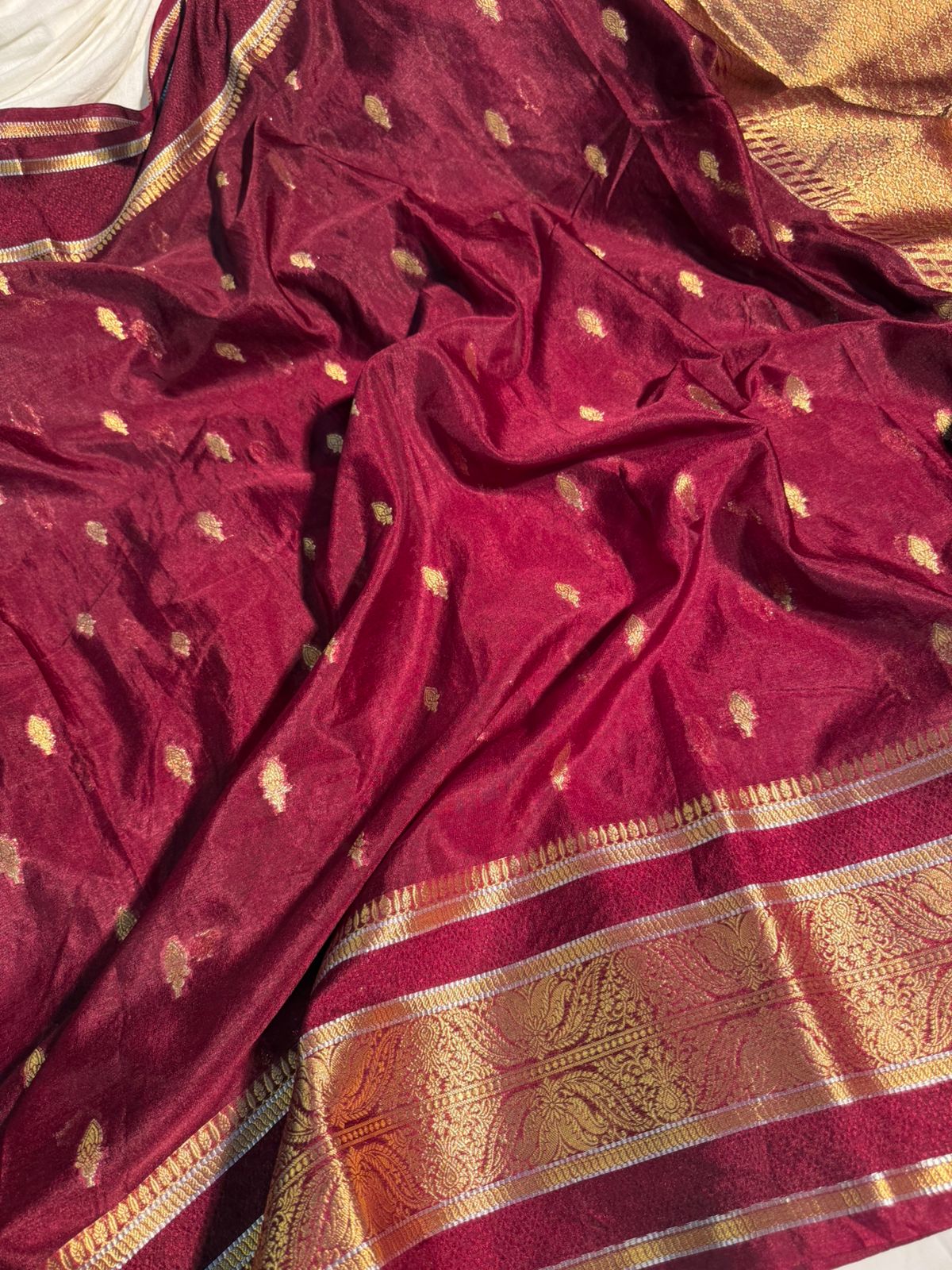 Dark Brown Premium Chiniya Silk Saree