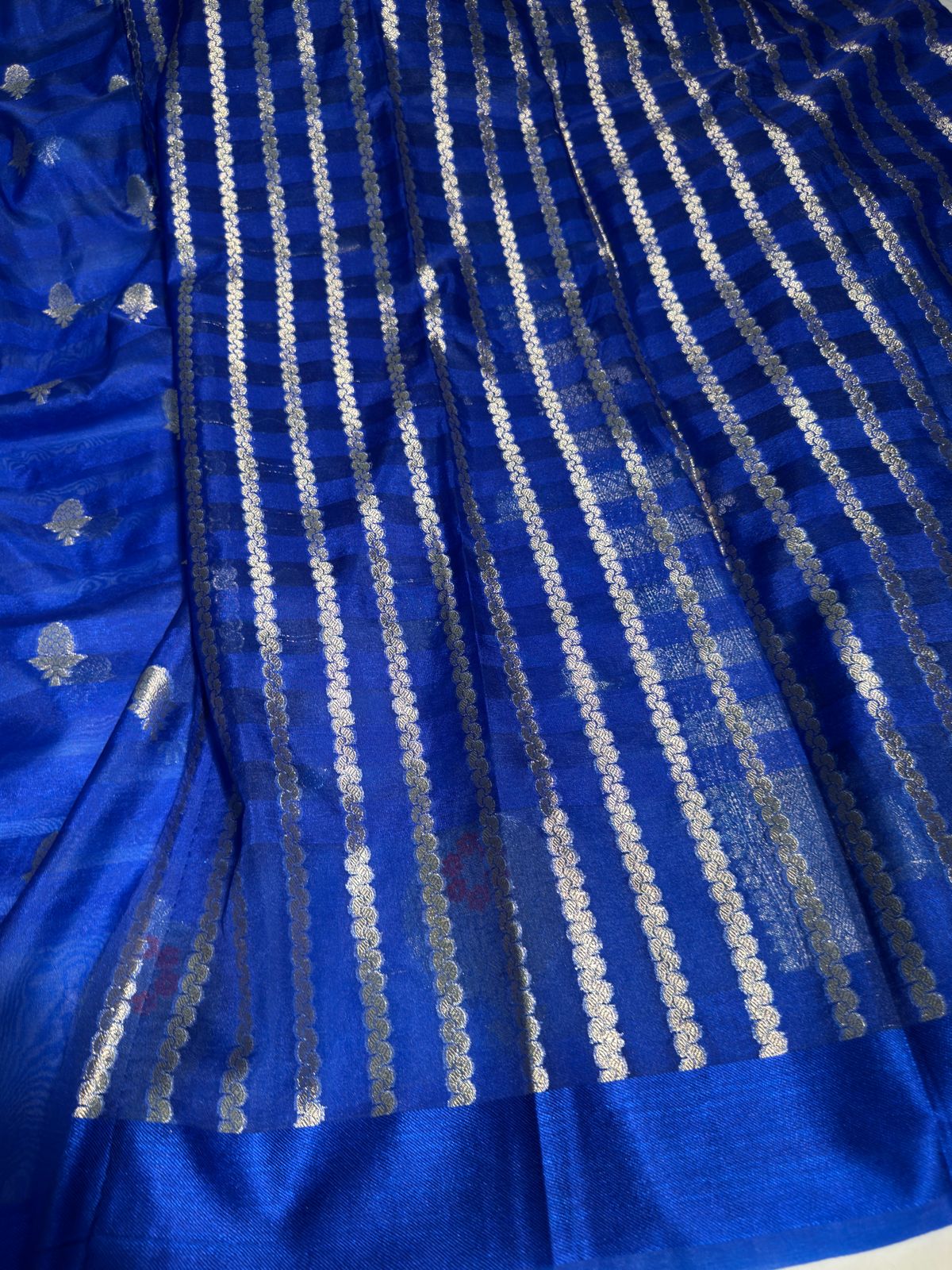Royal Blue Handloom Inspired Meenakari Organza Banarasi Saree