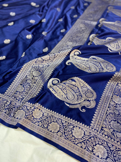 Royal Blue Premium Mashru Katan Silk Banarasi Saree