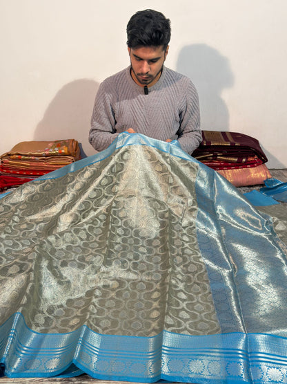Premium Tissue Silk Banarasi Saree with Traditional Zari Weave Design