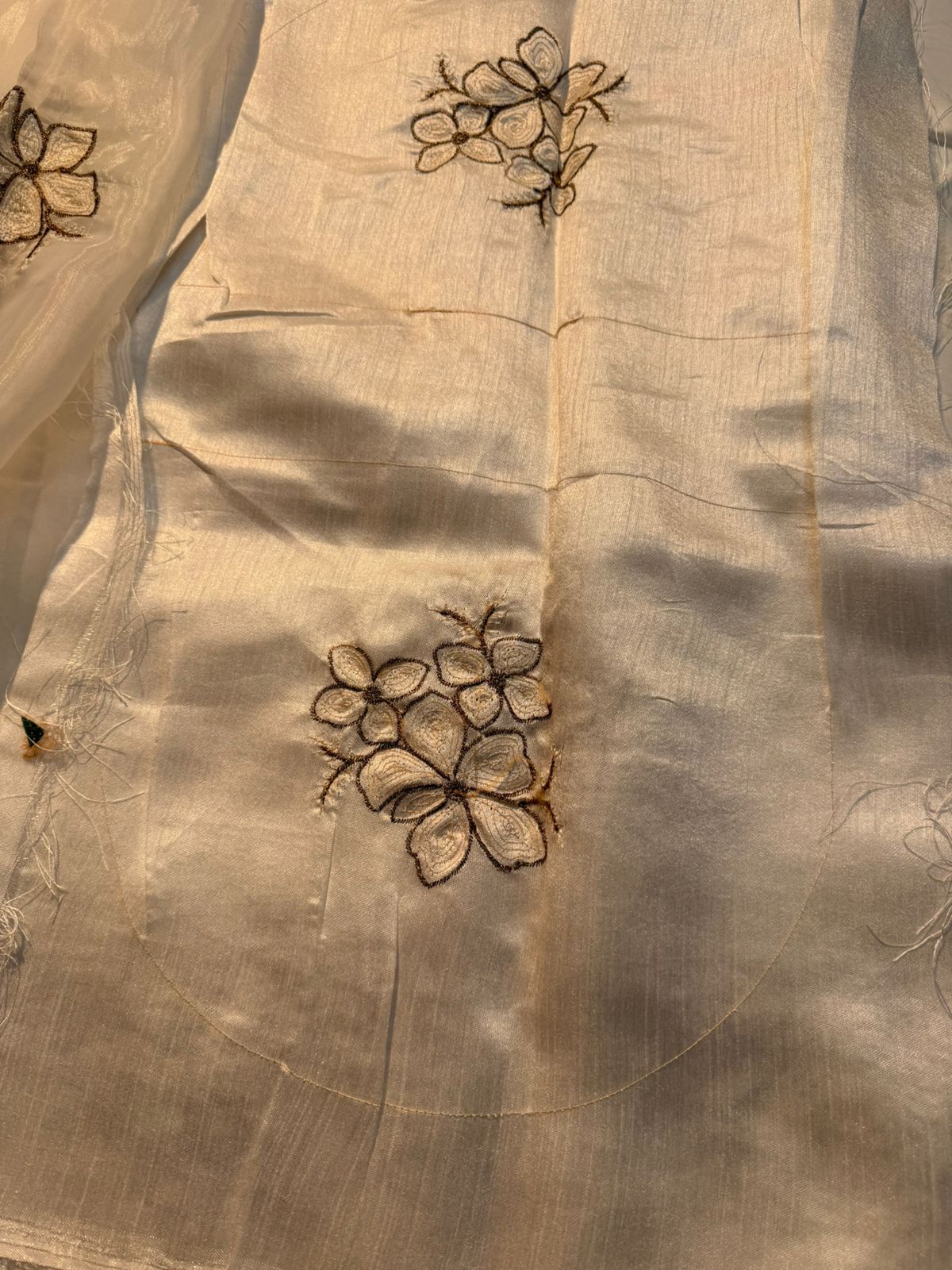 White Shimmery Tissue Designer Saree with Sequence Buta