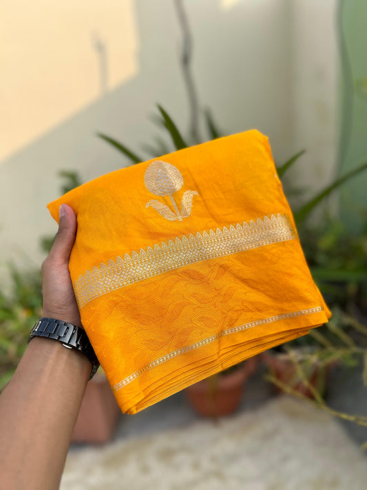 Pretty Yellow Bridal Warm Silk Banarasi Saree