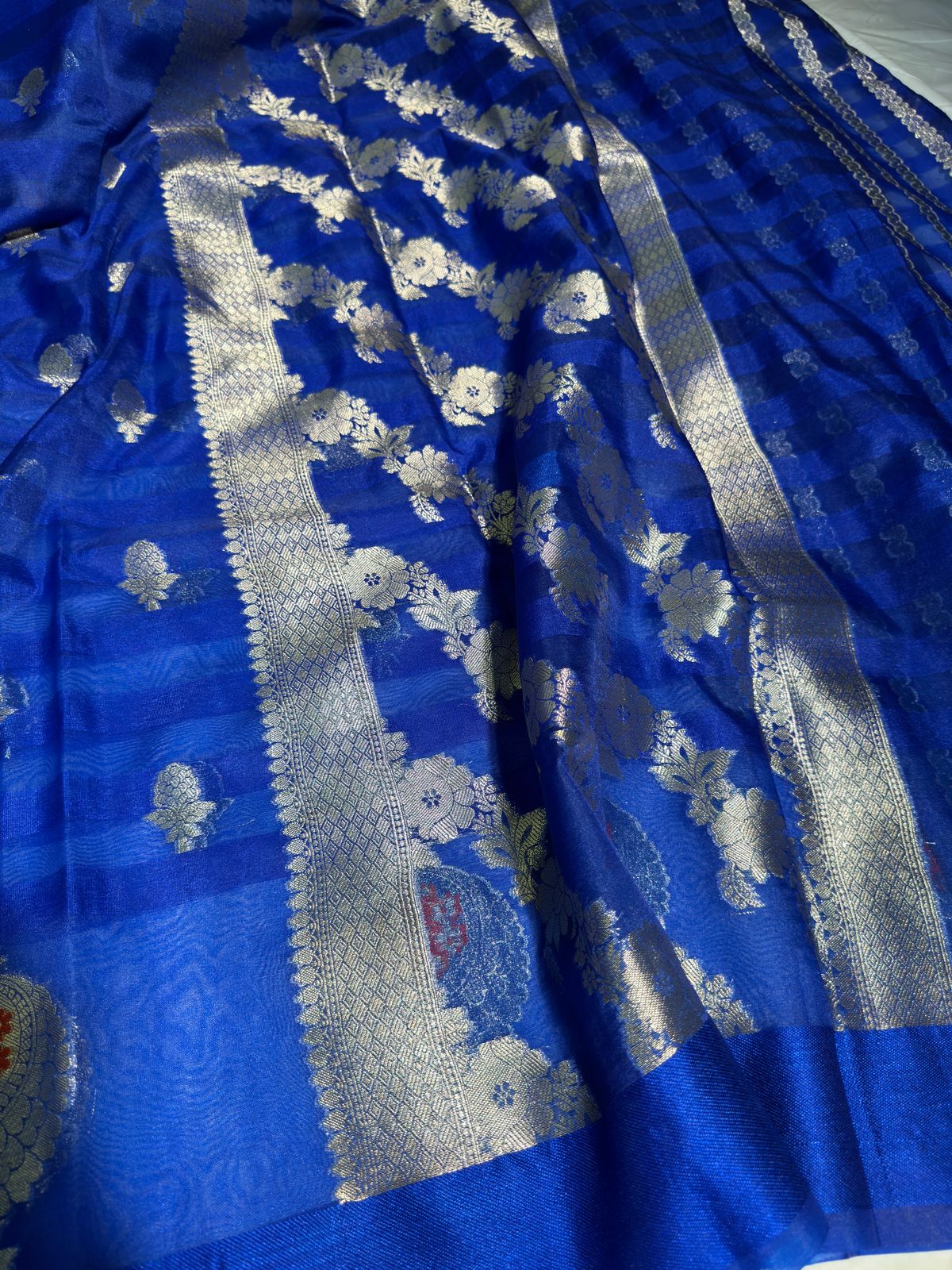 Royal Blue Handloom Inspired Meenakari Organza Banarasi Saree