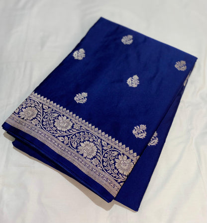 Royal Blue Premium Mashru Katan Silk Banarasi Saree