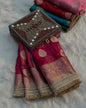 Metallic Rani Pink Bridal Tissue Silk Banarasi Saree with Premium Lace