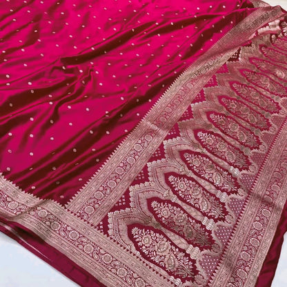 Rani Pink Premium Mashru Katan Silk Banarasi