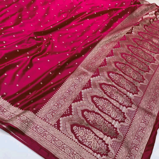 Rani Pink Premium Mashru Katan Silk Banarasi