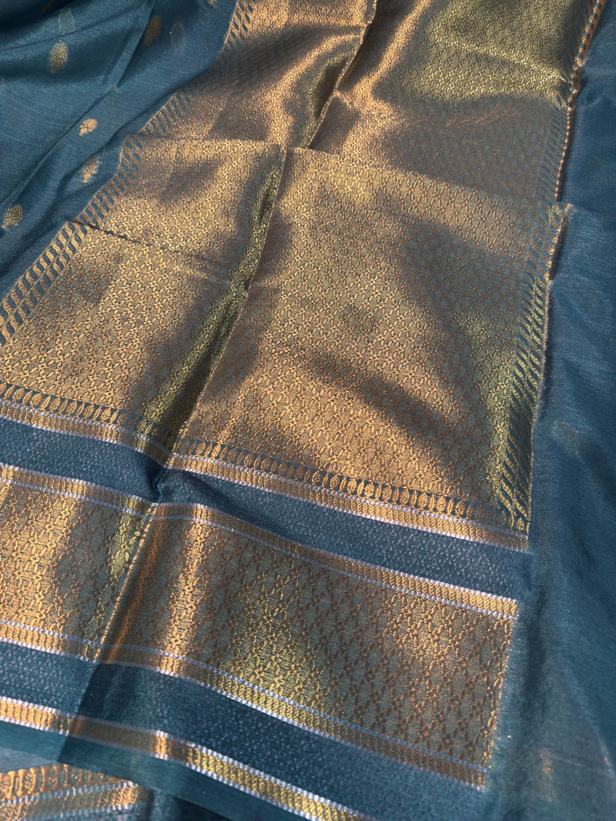 Seagreen Premium Chiniya Silk Banarasi Saree