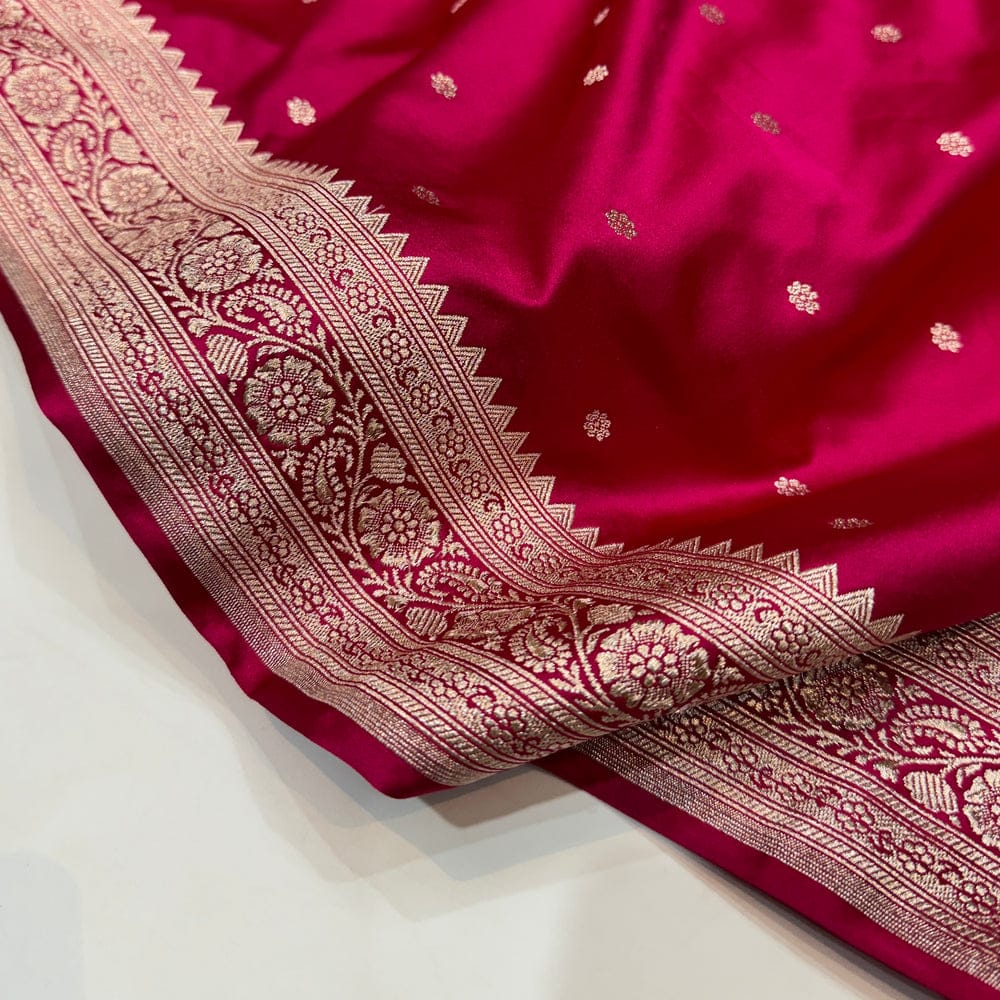 Rani Pink Premium Mashru Katan Silk Banarasi