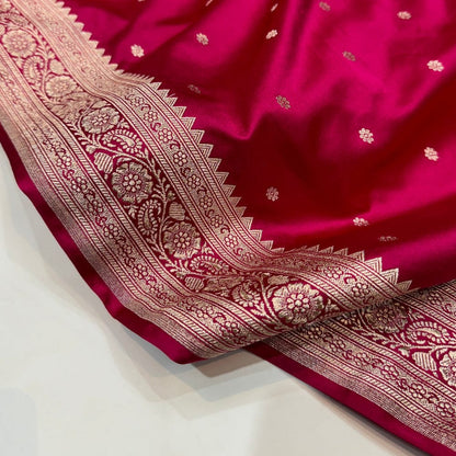Rani Pink Premium Mashru Katan Silk Banarasi