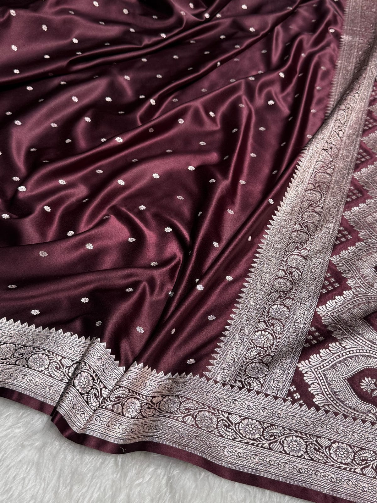 Maroon Premium Mashru Katan Silk Banarasi Saree