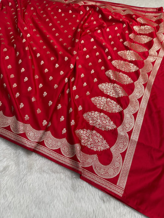 Red Premium Mashru Katan Silk Banarasi Saree