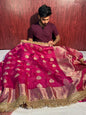 Rani Pink Maharani Tissue Silk Saree with Premium Lace Work