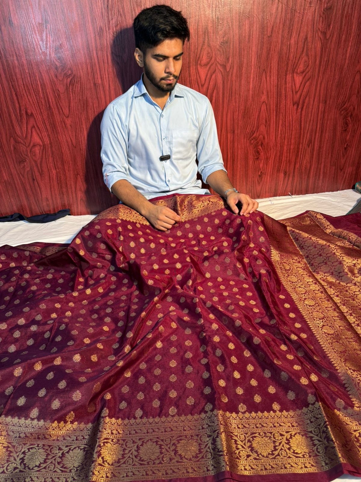 Premium Georgette Silk Saree with Traditional Zari Buti Weave