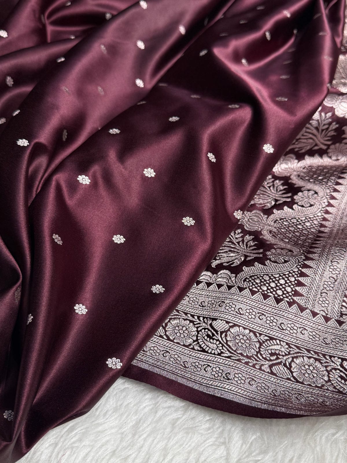 Maroon Premium Mashru Katan Silk Banarasi Saree