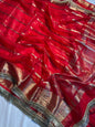 Bridal Red Organza Silk Banarasi Saree with Premium Lace