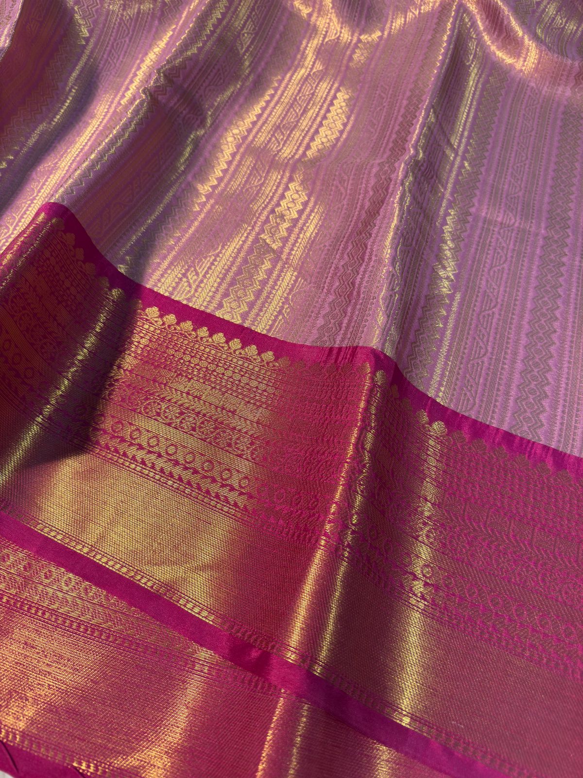 Lavender with Pink Premium Kanjeevaram Tissue Silk Banarasi Saree