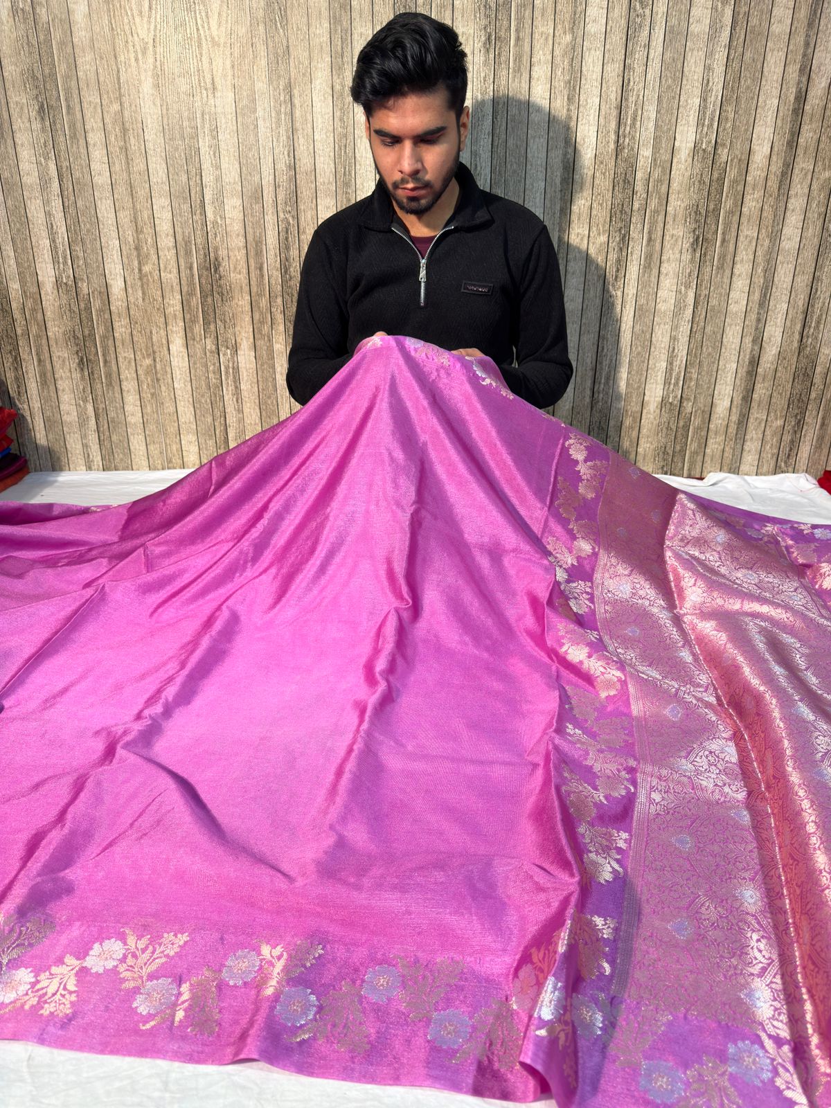 Lavendar Meenakari Premium Chiniya Silk Banarasi Saree