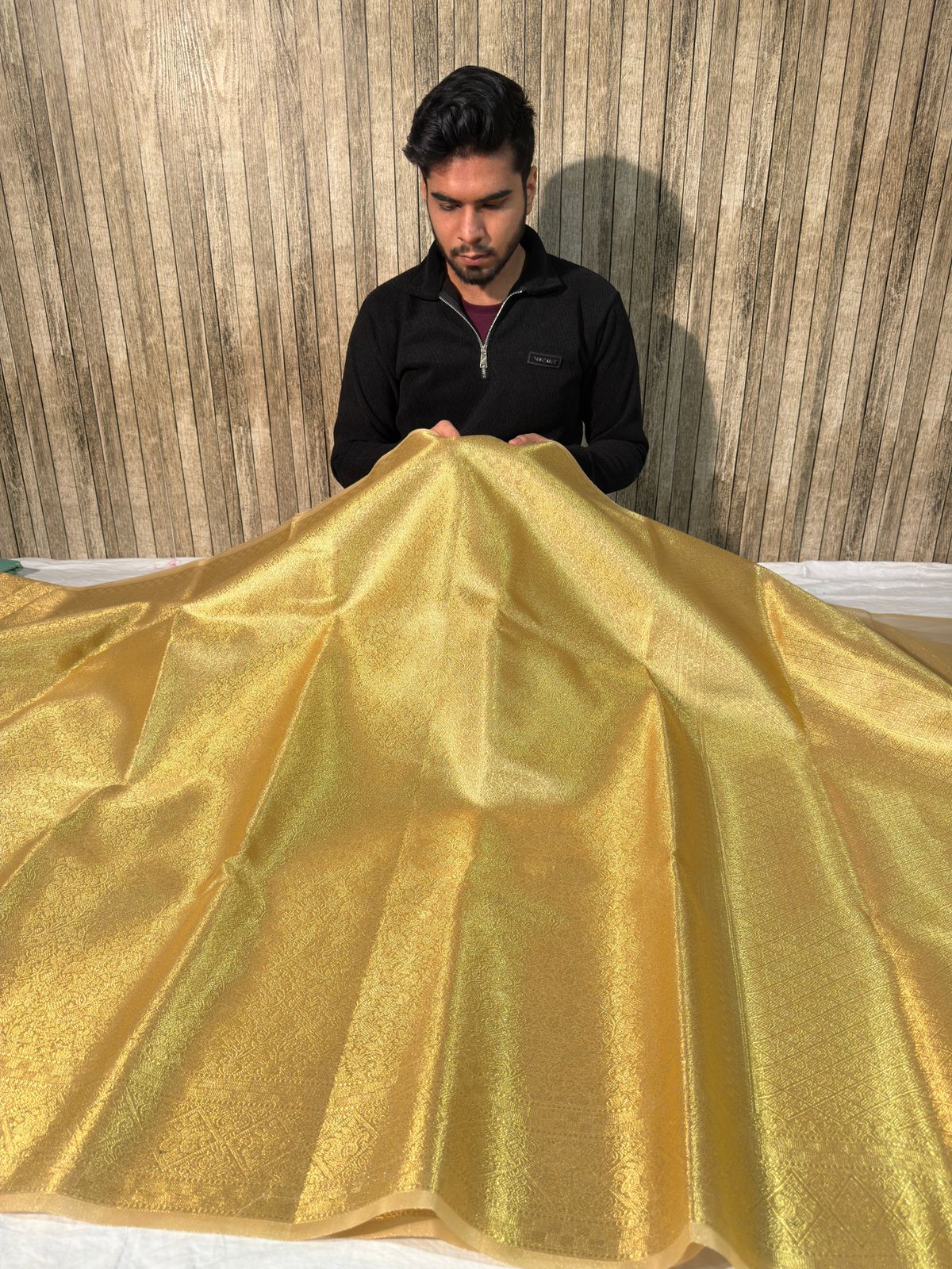 Allover Gold Zari Weave Tissue Silk Banarasi Saree