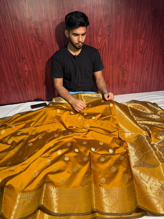 Mustard Premium Chiniya Katan Silk Saree