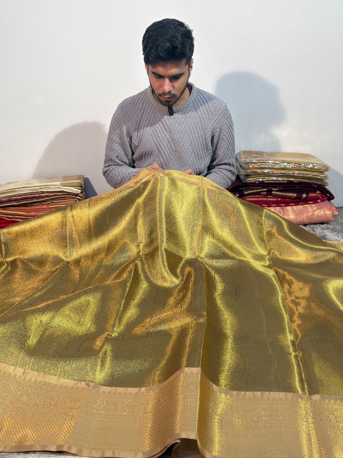 Premium Kanjivaram Tissue Silk Banarasi Saree with Traditional Zari Weave