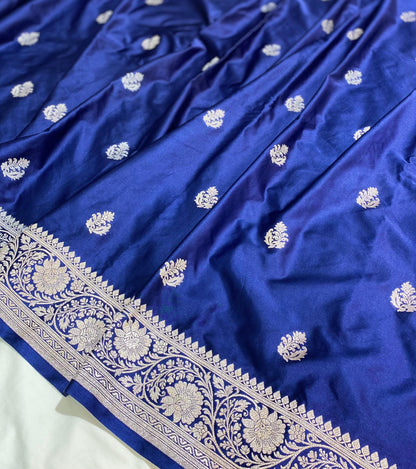 Royal Blue Premium Mashru Katan Silk Banarasi Saree