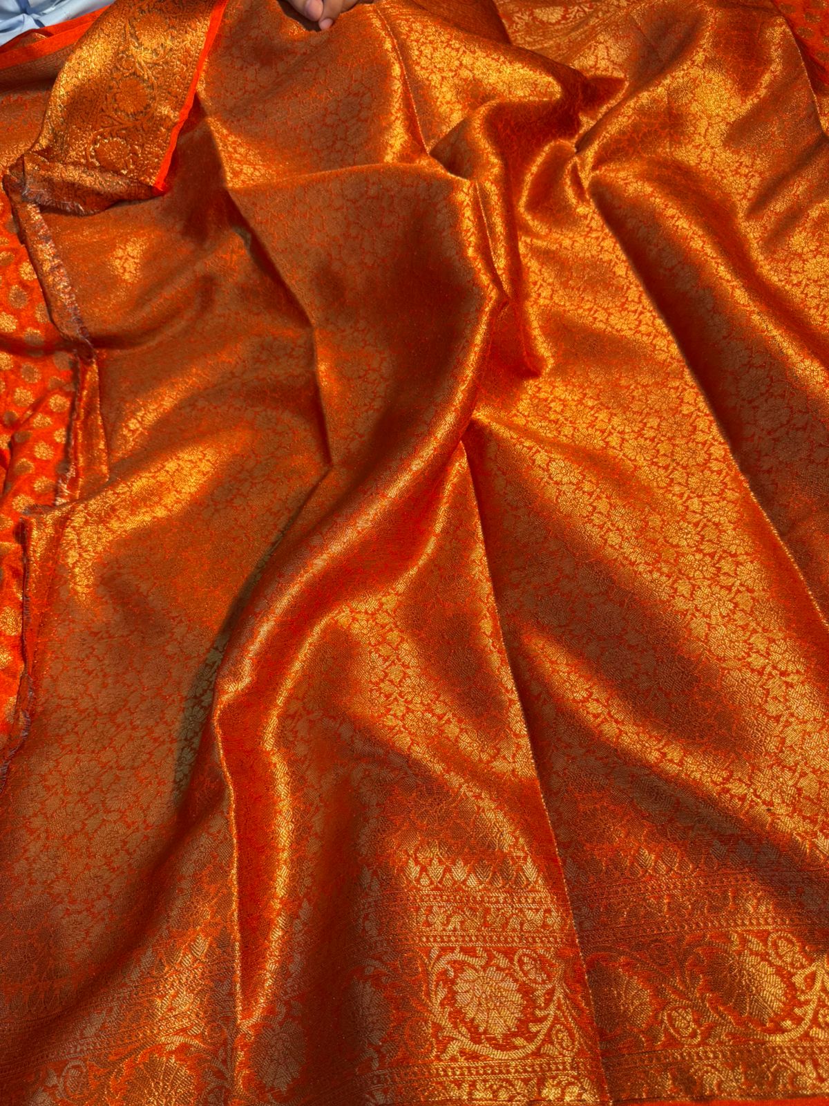 Bridal Orange Georgette Silk Banarasi Saree
