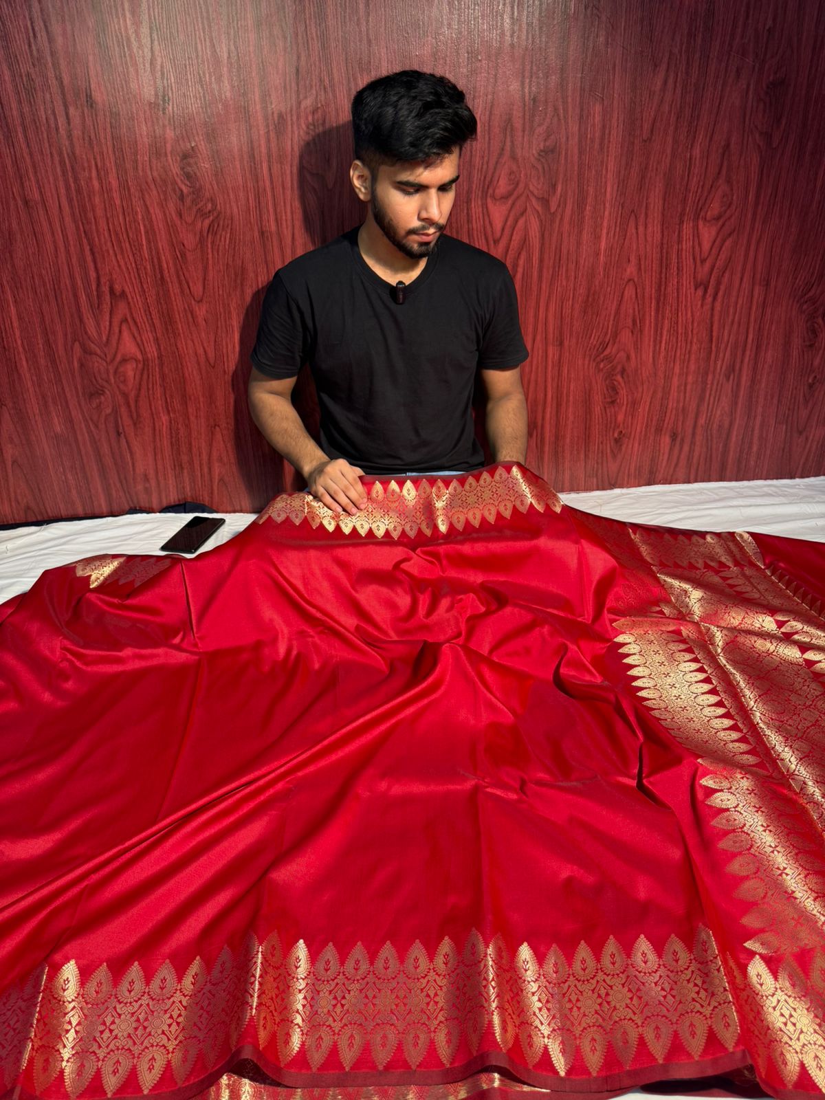 Beautiful Maroon Premium Chiniya Katan Silk Saree