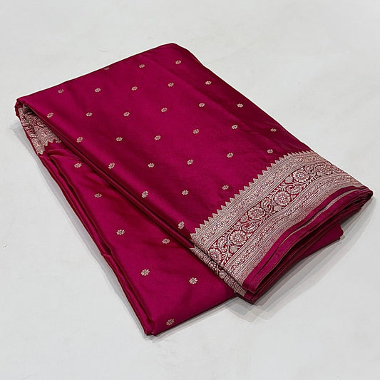 Rani Pink Premium Mashru Katan Silk Banarasi