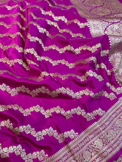 Rani Pink Premium Mashru Katan Silk Banarasi Saree
