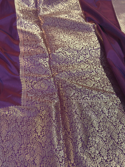 Magenta Chiniya Katan Silk Banarasi Saree