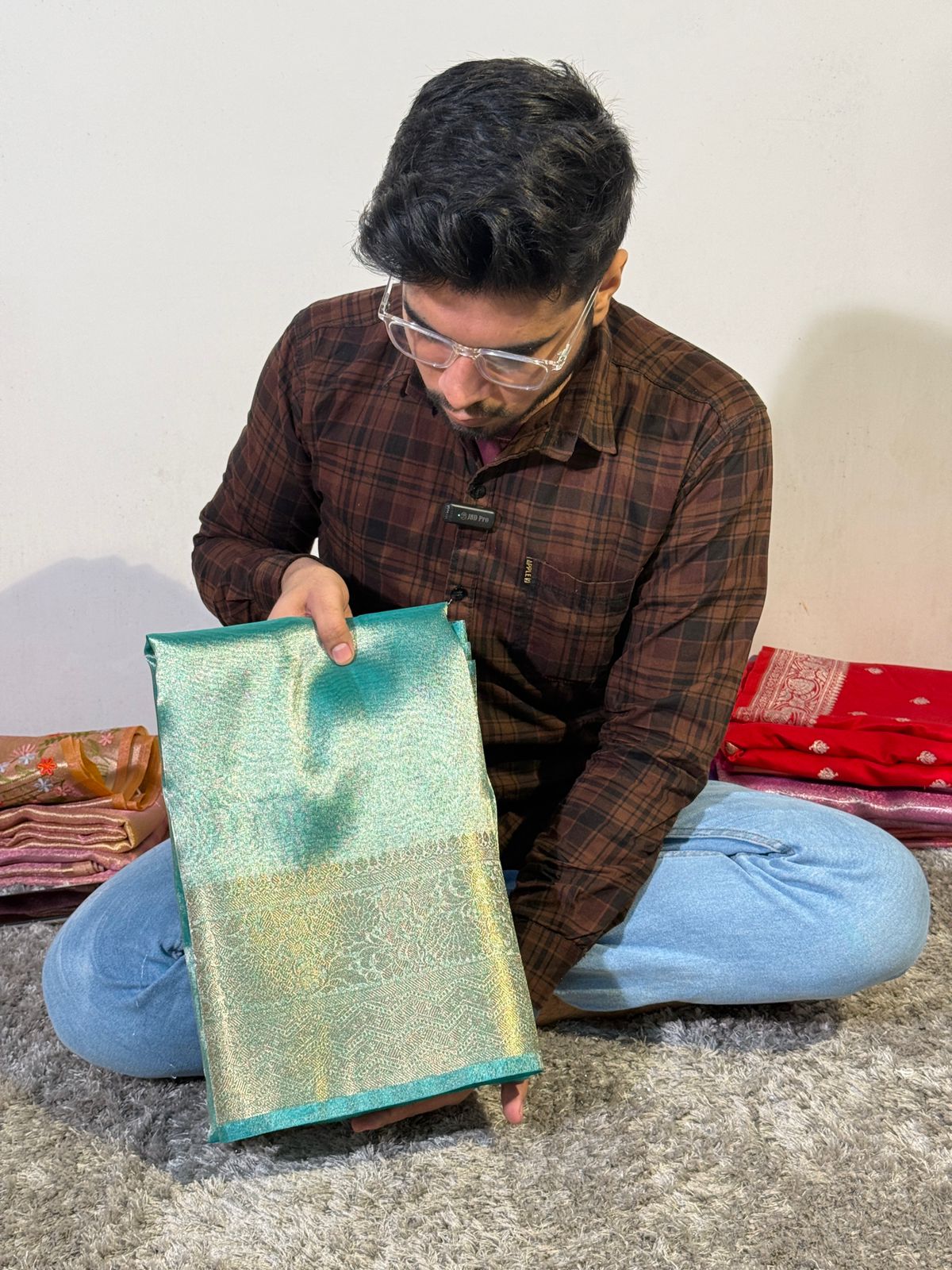 Seagreen Premium Tissue Silk Banarasi Saree