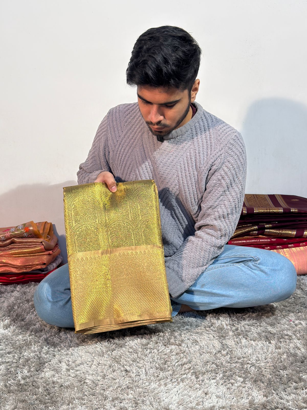 Premium Kanjivaram Tissue Silk Banarasi Saree with Traditional Zari Weave