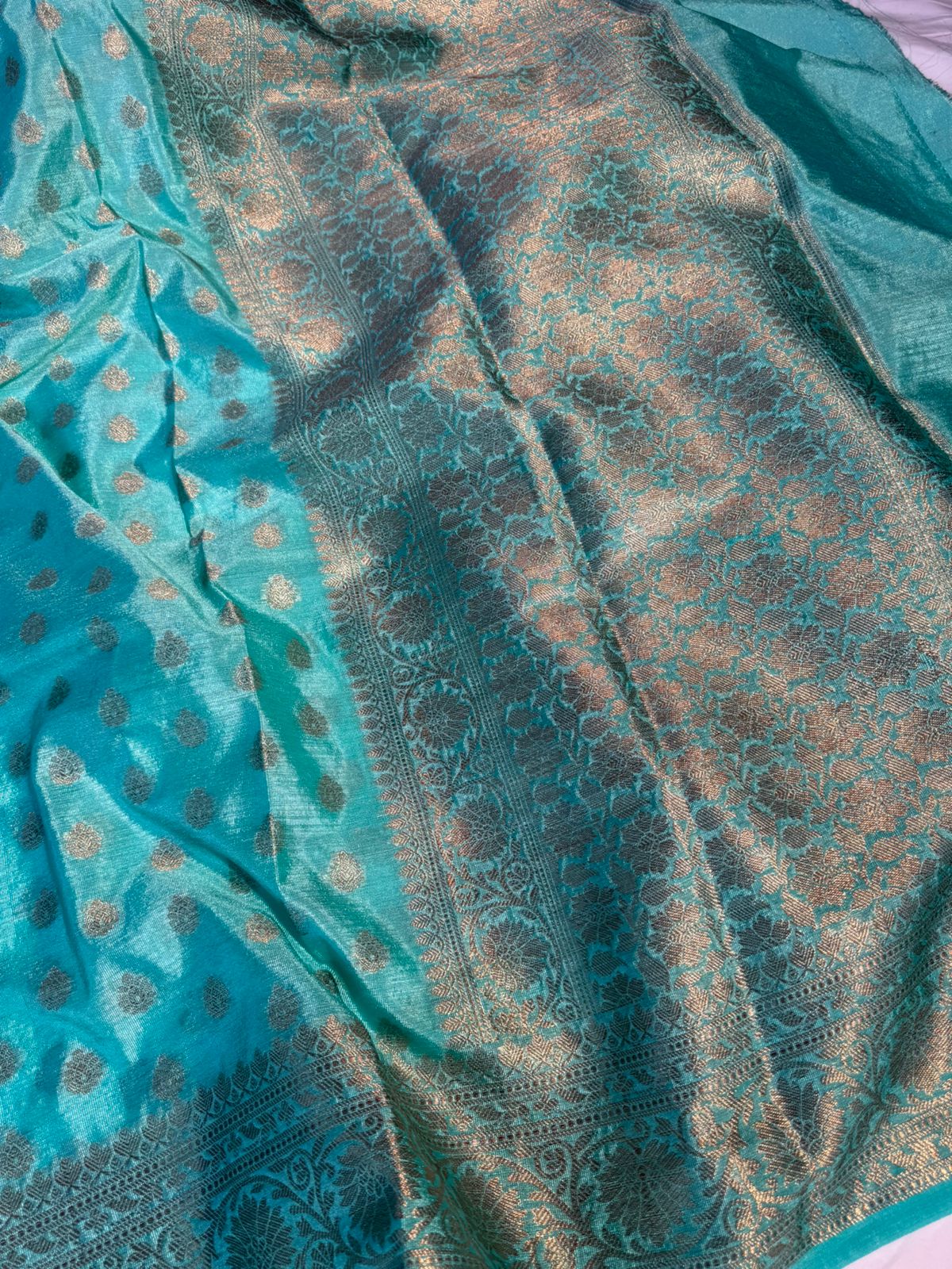 Seagreen Premium Georgette Silk Buti Weave Banarasi Saree